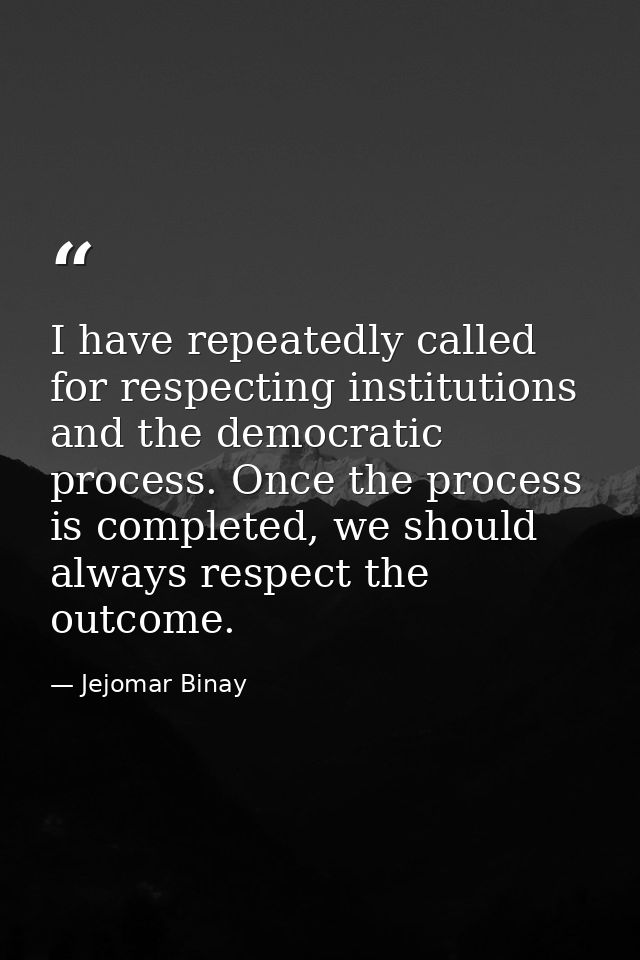 I have repeatedly called for respecting institutions and the democratic process. Once the process is completed, we shoul — Jejomar Binay