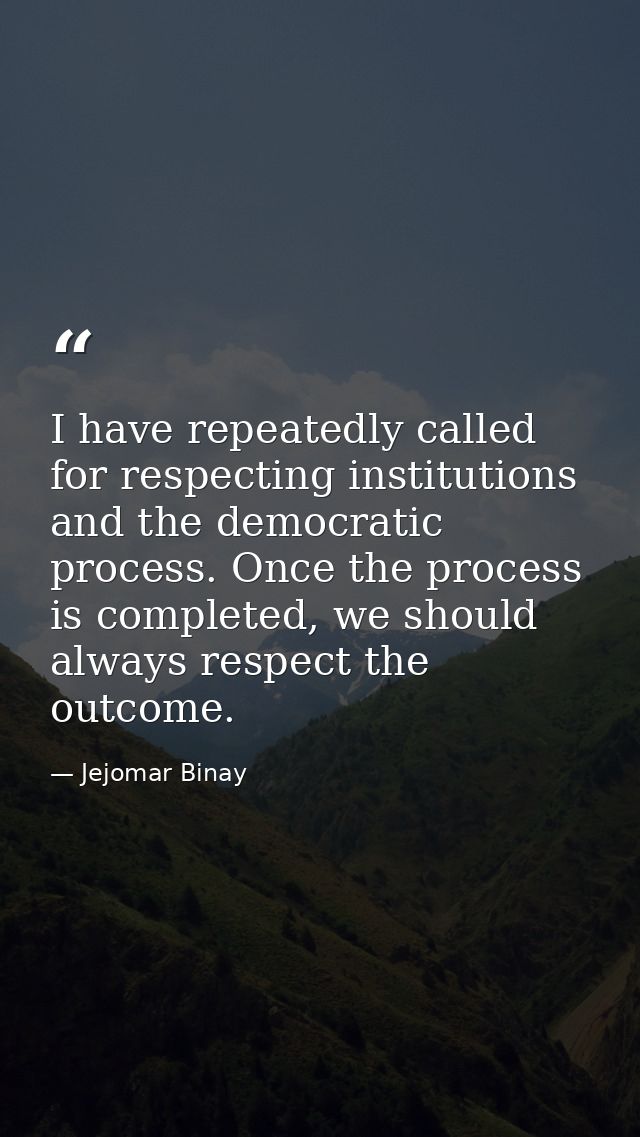 I have repeatedly called for respecting institutions and the democratic process. Once the process is completed, we shoul — Jejomar Binay