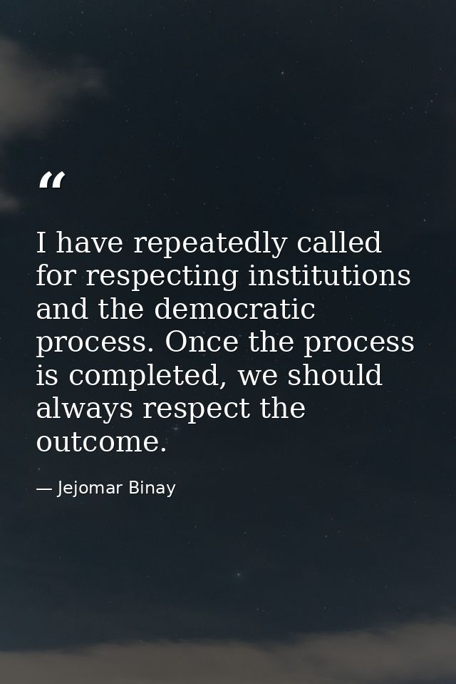 I have repeatedly called for respecting institutions and the democratic process. Once the process is completed, we shoul — Jejomar Binay