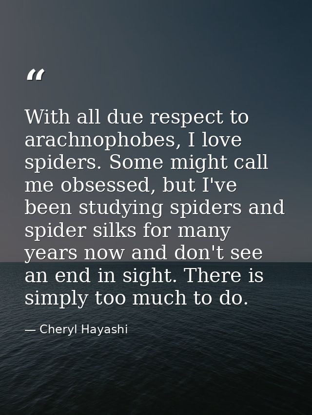With all due respect to arachnophobes, I love spiders. Some might call me obsessed, but I've been studying spiders and s — Cheryl Hayashi