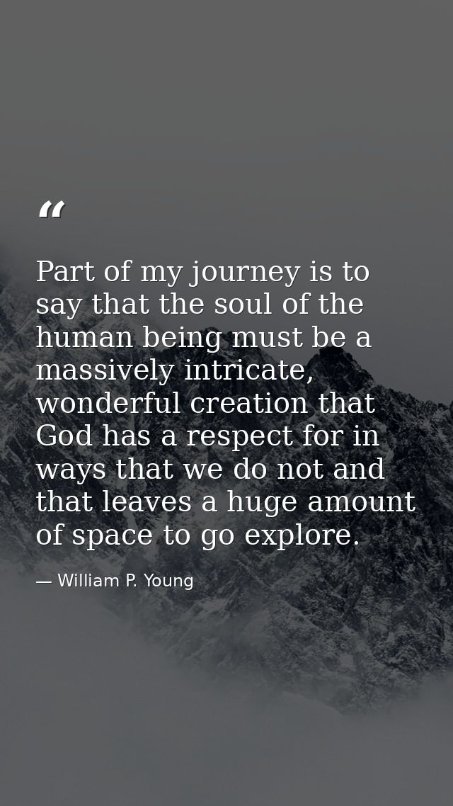 Part of my journey is to say that the soul of the human being must be a massively intricate, wonderful creation that God — William P. Young