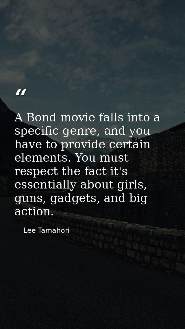 A Bond movie falls into a specific genre, and you have to provide certain elements. You must respect the fact it's essen — Lee Tamahori