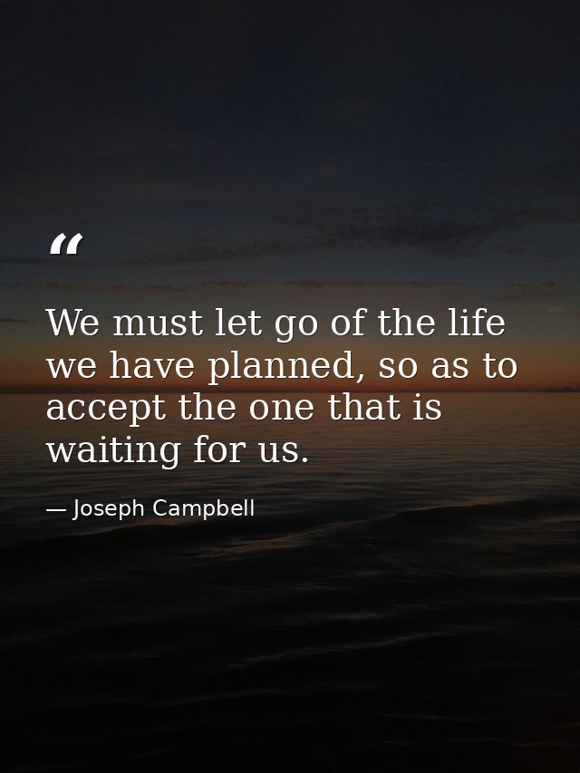 We must let go of the life we have planned, so as to accept the one that is waiting for us. — Joseph Campbell