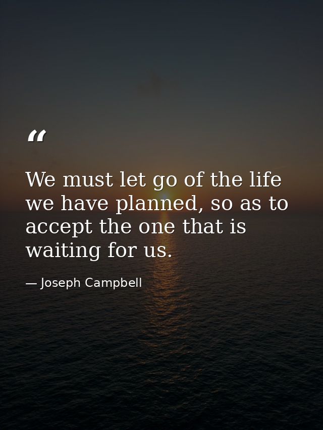 We must let go of the life we have planned, so as to accept the one that is waiting for us. — Joseph Campbell