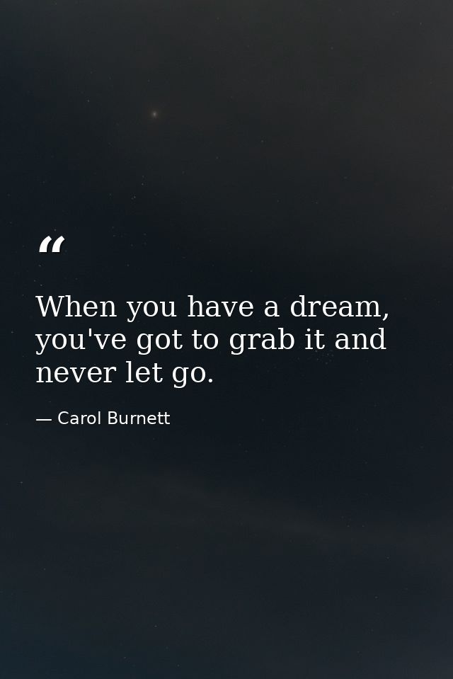 When you have a dream, you've got to grab it and never let go. — Carol Burnett