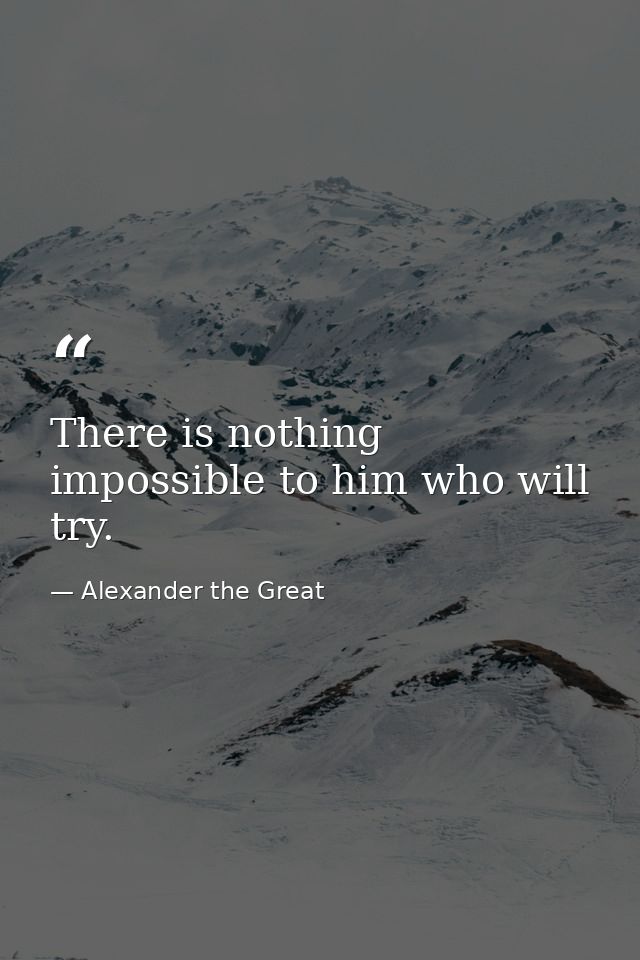 There is nothing impossible to him who will try. — Alexander the Great