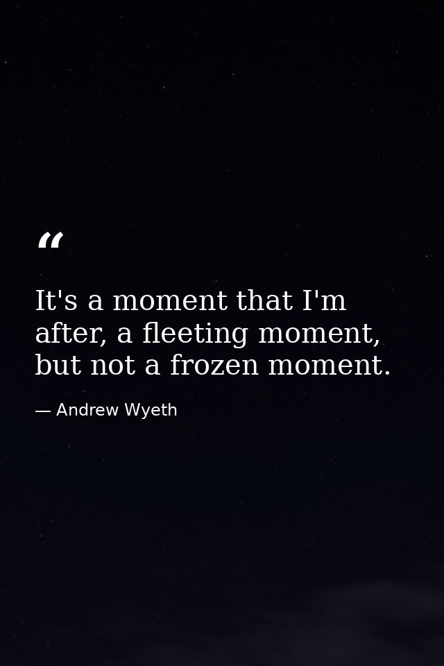 It's a moment that I'm after, a fleeting moment, but not a frozen moment. — Andrew Wyeth