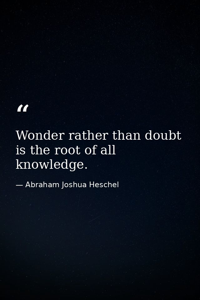Wonder rather than doubt is the root of all knowledge. — Abraham Joshua Heschel