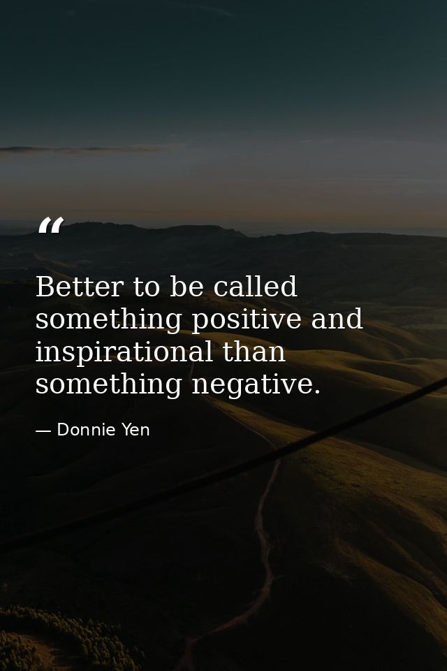 Better to be called something positive and inspirational than something negative. — Donnie Yen