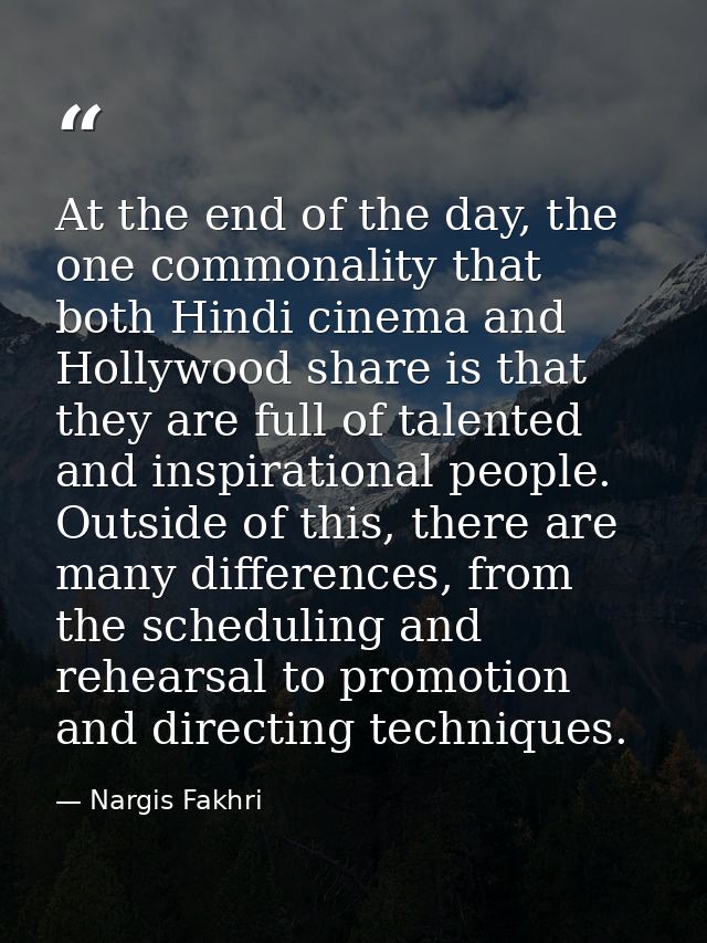 At the end of the day, the one commonality that both Hindi cinema and Hollywood share is that they are full of talented  — Nargis Fakhri