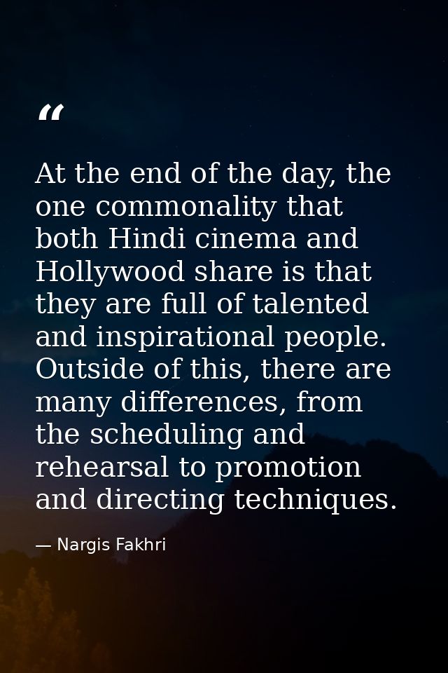 At the end of the day, the one commonality that both Hindi cinema and Hollywood share is that they are full of talented  — Nargis Fakhri
