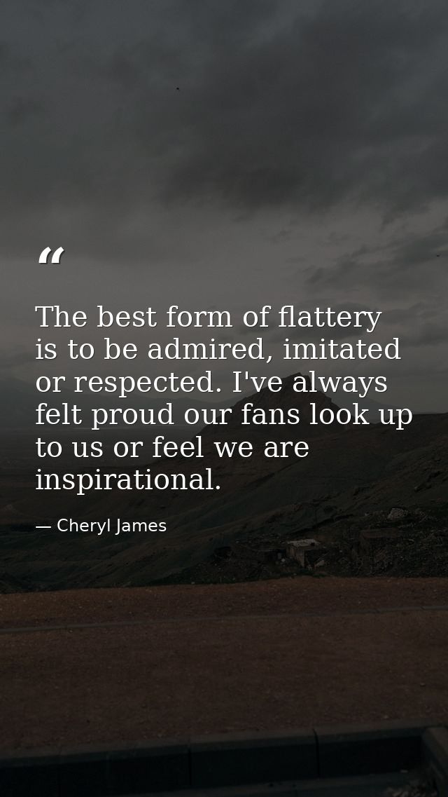 The best form of flattery is to be admired, imitated or respected. I've always felt proud our fans look up to us or feel — Cheryl James