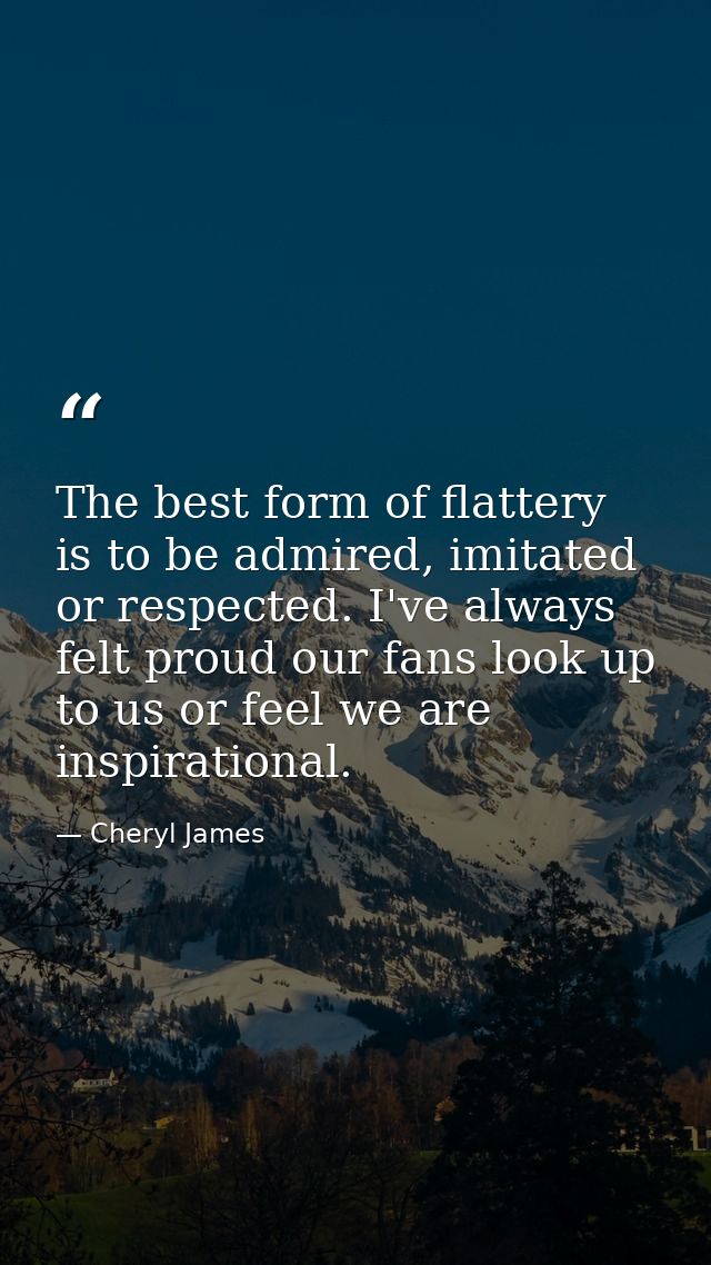 The best form of flattery is to be admired, imitated or respected. I've always felt proud our fans look up to us or feel — Cheryl James