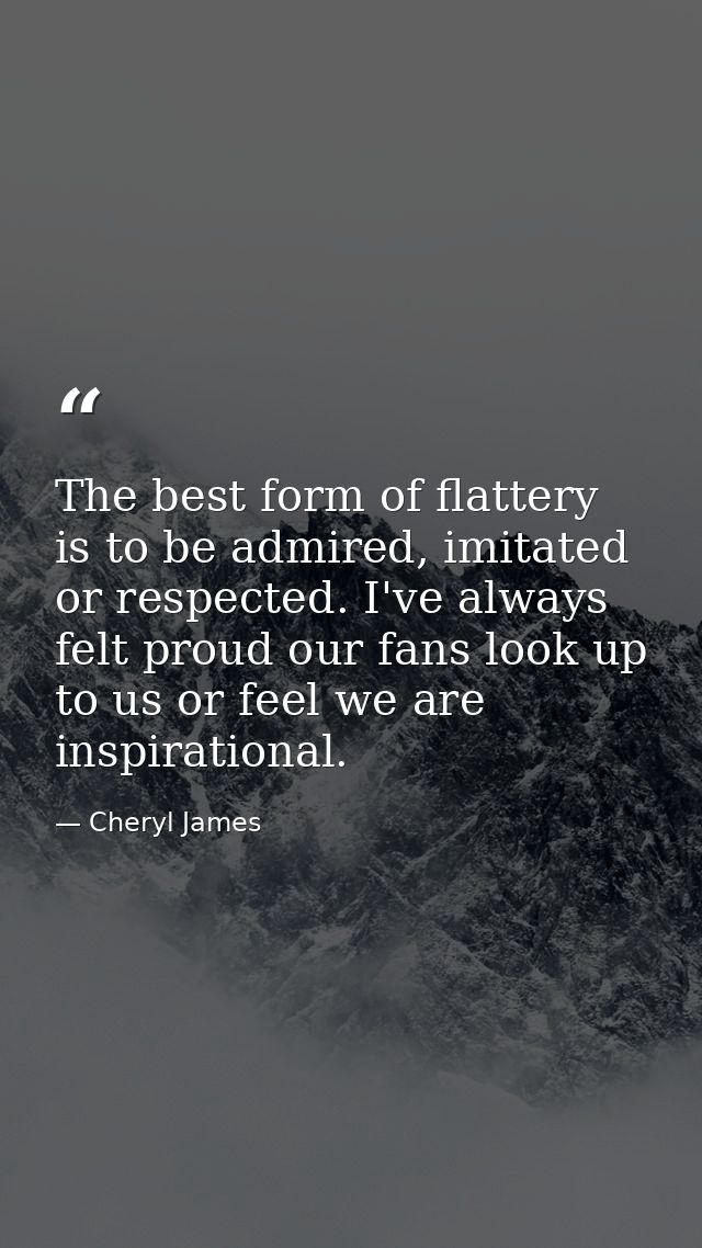 The best form of flattery is to be admired, imitated or respected. I've always felt proud our fans look up to us or feel — Cheryl James