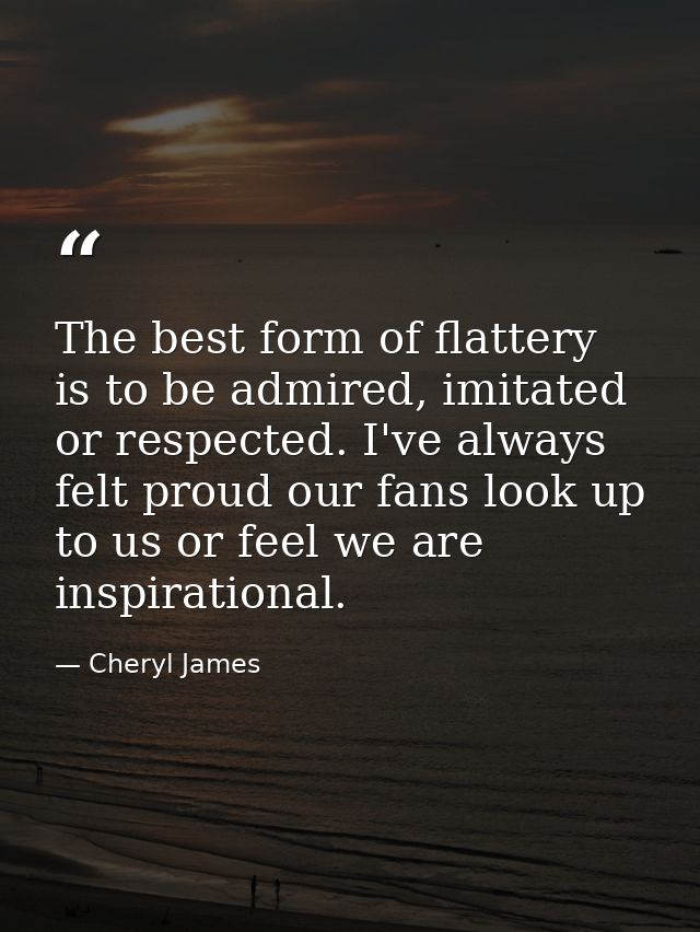 The best form of flattery is to be admired, imitated or respected. I've always felt proud our fans look up to us or feel — Cheryl James