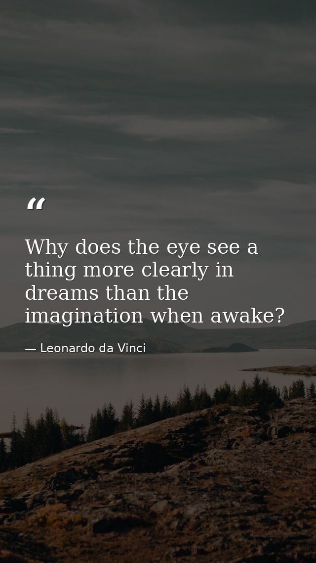Why does the eye see a thing more clearly in dreams than the imagination when awake? — Leonardo da Vinci