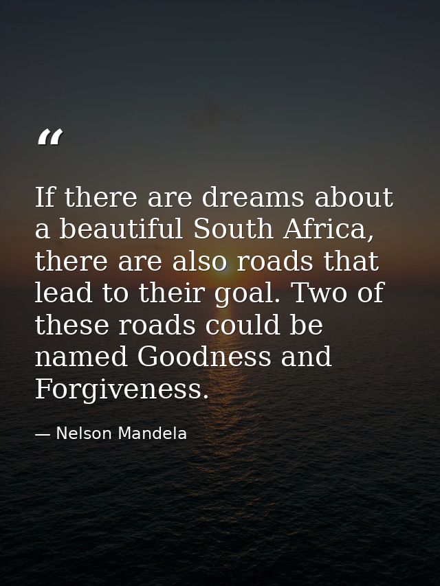 If there are dreams about a beautiful South Africa, there are also roads that lead to their goal. Two of these roads cou — Nelson Mandela