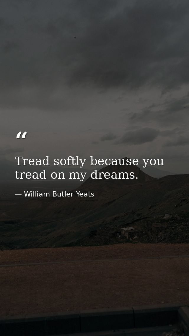 Tread softly because you tread on my dreams. — William Butler Yeats