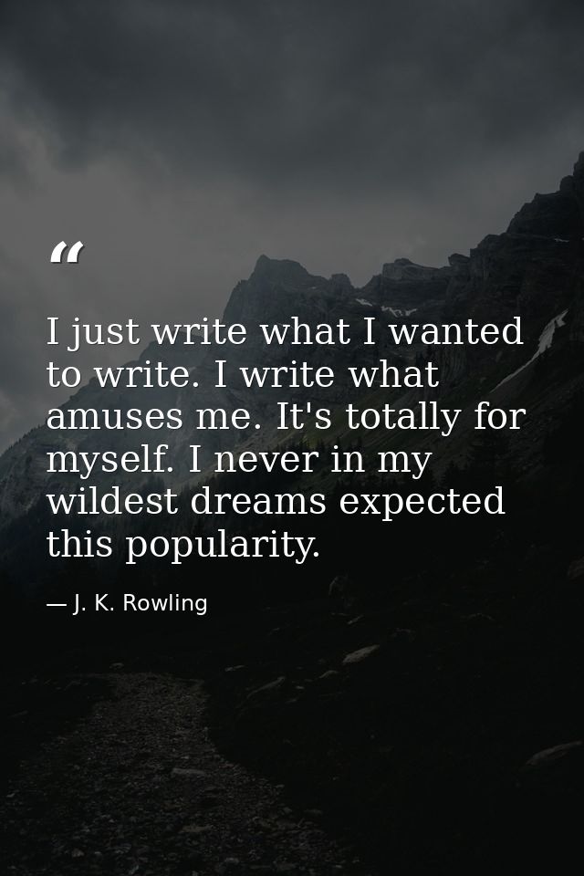 I just write what I wanted to write. I write what amuses me. It's totally for myself. I never in my wildest dreams expec — J. K. Rowling