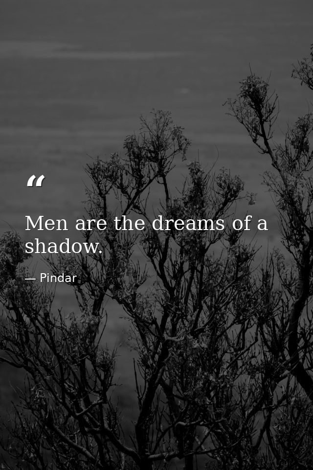 Men are the dreams of a shadow. — Pindar