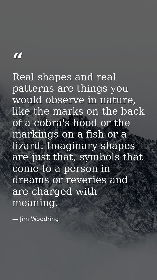 Real shapes and real patterns are things you would observe in nature, like the marks on the back of a cobra's hood or th — Jim Woodring