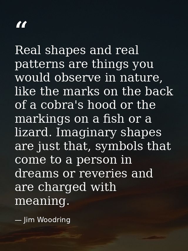 Real shapes and real patterns are things you would observe in nature, like the marks on the back of a cobra's hood or th — Jim Woodring