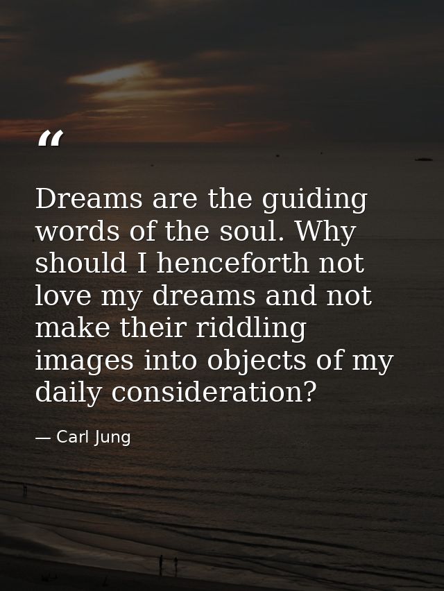 Dreams are the guiding words of the soul. Why should I henceforth not love my dreams and not make their riddling images  — Carl Jung