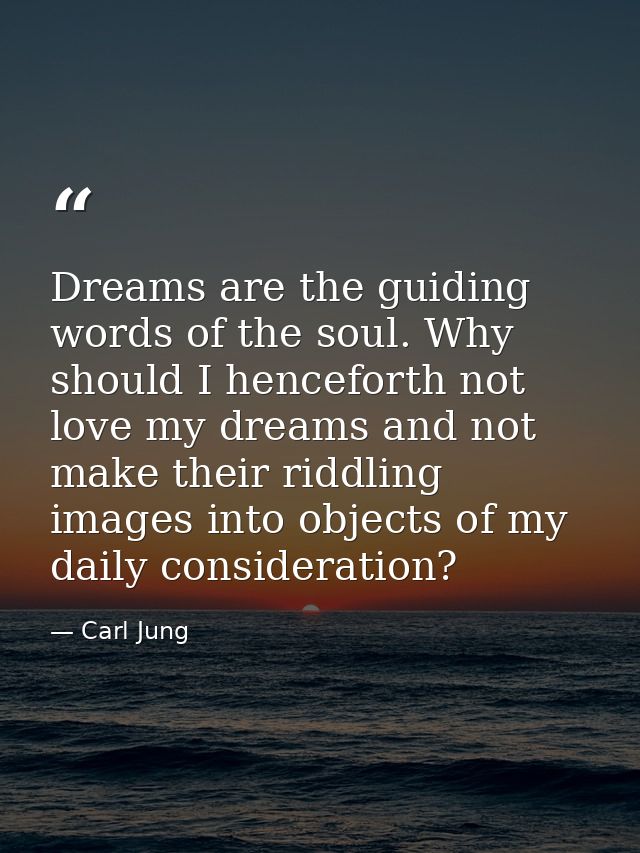 Dreams are the guiding words of the soul. Why should I henceforth not love my dreams and not make their riddling images  — Carl Jung