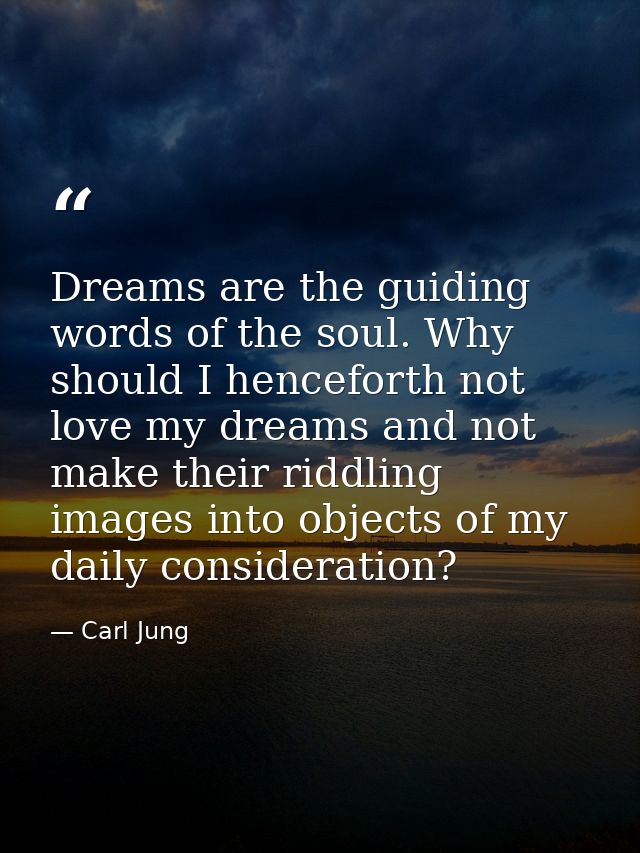 Dreams are the guiding words of the soul. Why should I henceforth not love my dreams and not make their riddling images  — Carl Jung