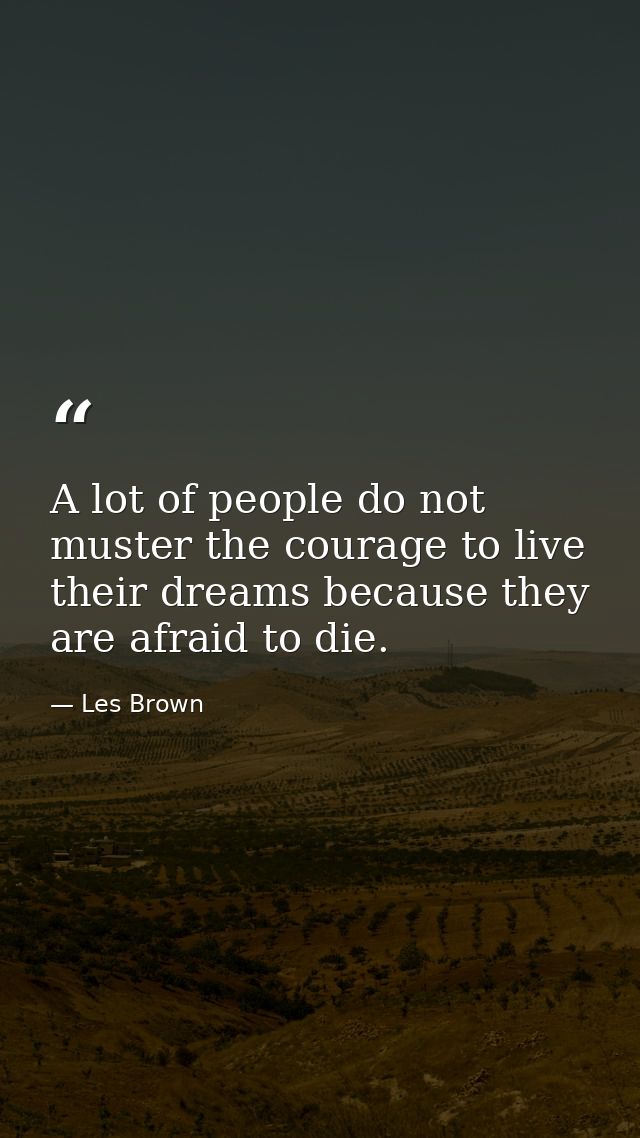 A lot of people do not muster the courage to live their dreams because they are afraid to die. — Les Brown