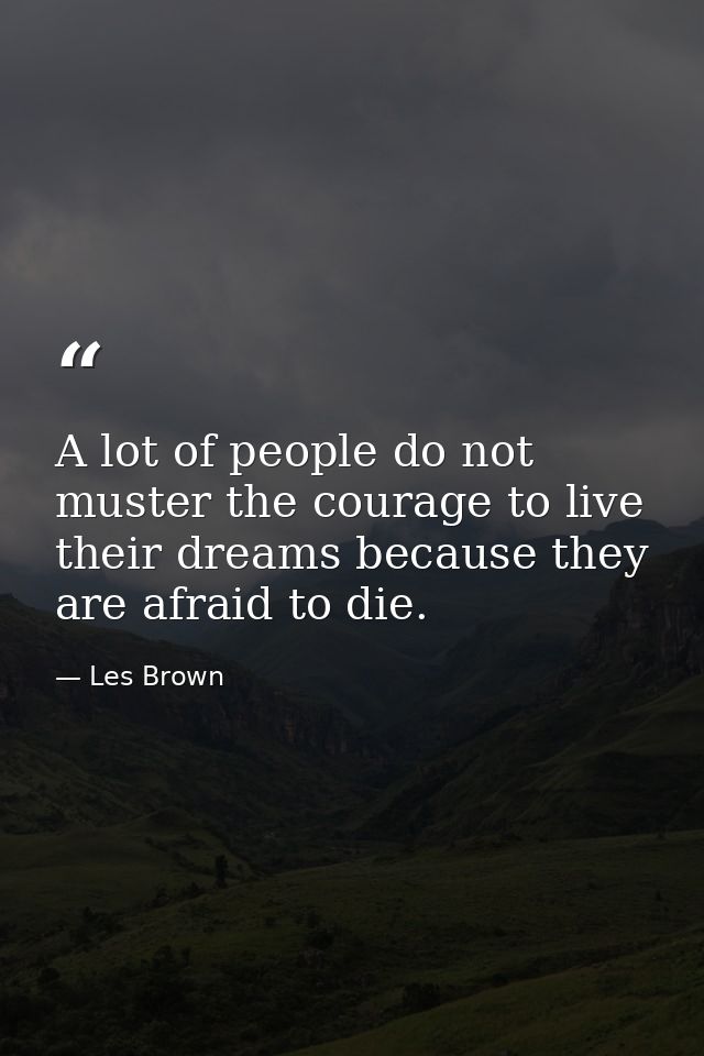 A lot of people do not muster the courage to live their dreams because they are afraid to die. — Les Brown