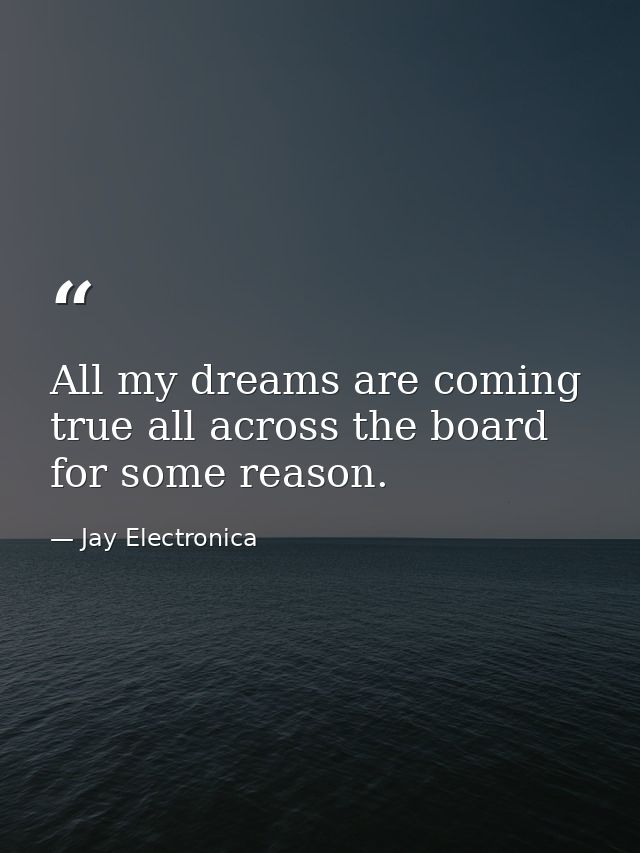 All my dreams are coming true all across the board for some reason. — Jay Electronica