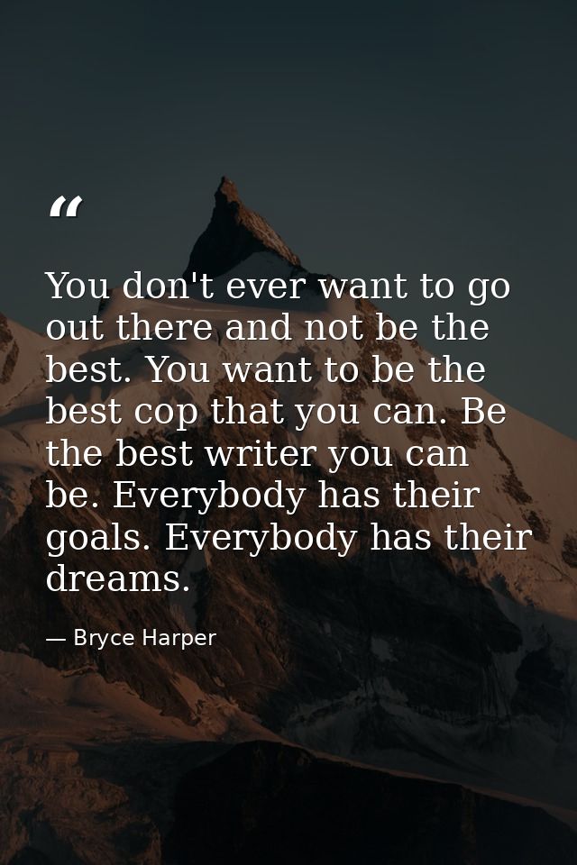 You don't ever want to go out there and not be the best. You want to be the best cop that you can. Be the best writer yo — Bryce Harper