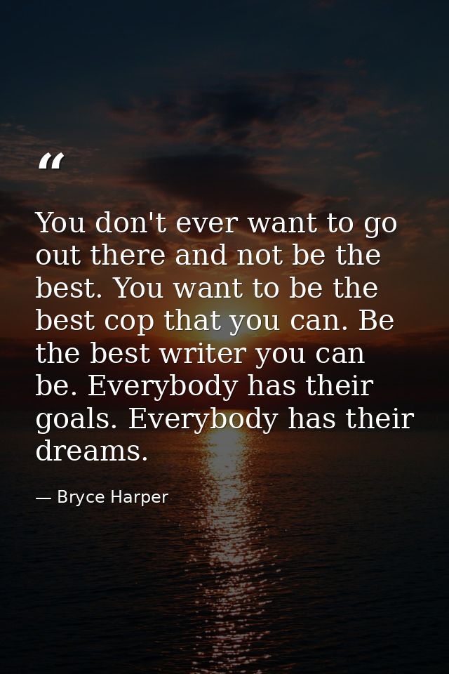 You don't ever want to go out there and not be the best. You want to be the best cop that you can. Be the best writer yo — Bryce Harper