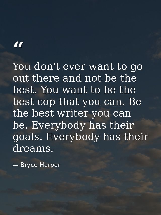 You don't ever want to go out there and not be the best. You want to be the best cop that you can. Be the best writer yo — Bryce Harper