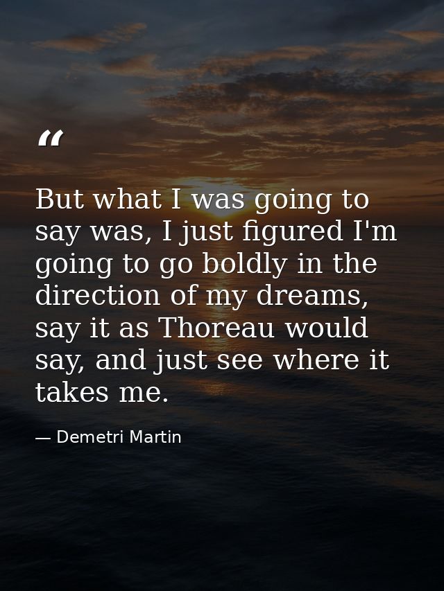 But what I was going to say was, I just figured I'm going to go boldly in the direction of my dreams, say it as Thoreau  — Demetri Martin