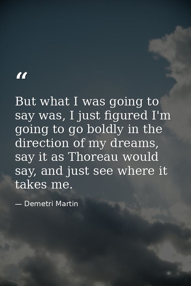But what I was going to say was, I just figured I'm going to go boldly in the direction of my dreams, say it as Thoreau  — Demetri Martin