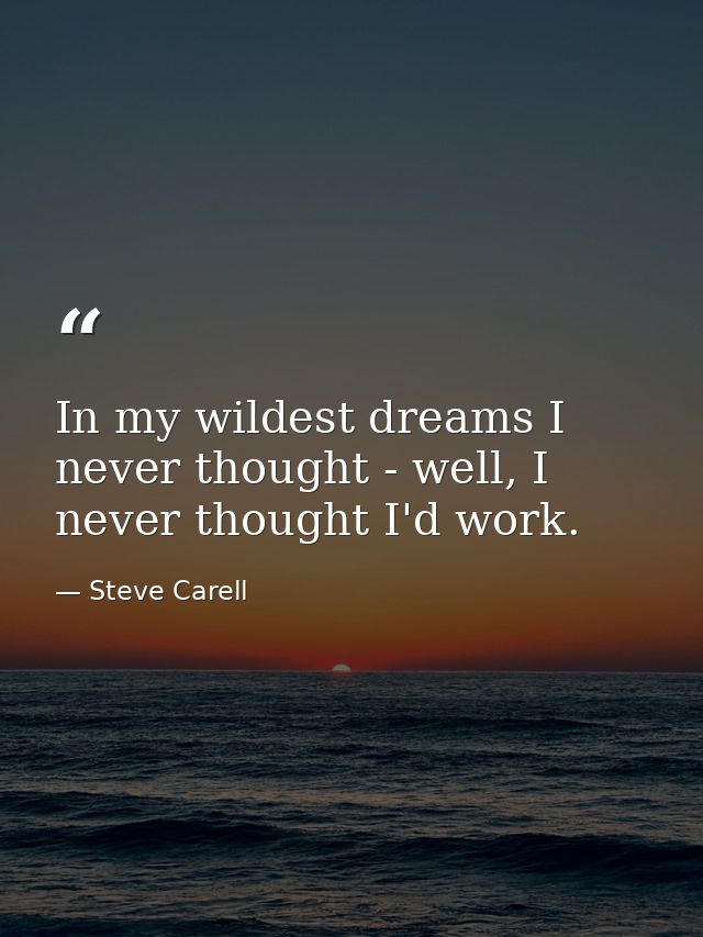In my wildest dreams I never thought - well, I never thought I'd work. — Steve Carell
