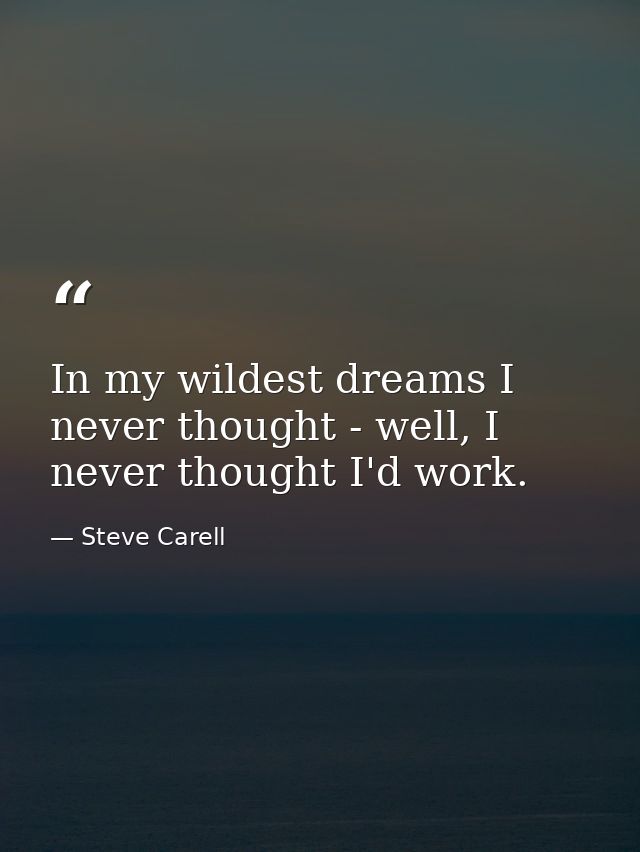 In my wildest dreams I never thought - well, I never thought I'd work. — Steve Carell
