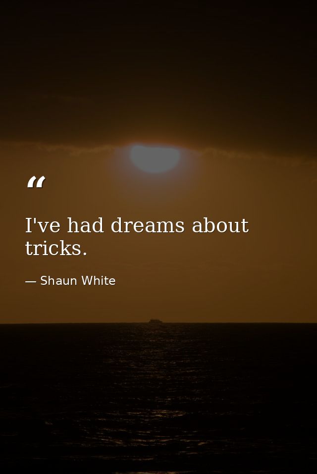 I've had dreams about tricks. — Shaun White