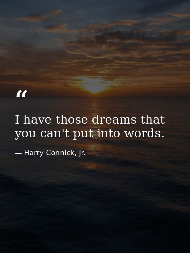 I have those dreams that you can't put into words. — Harry Connick, Jr.