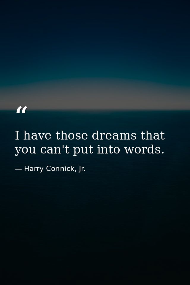 I have those dreams that you can't put into words. — Harry Connick, Jr.
