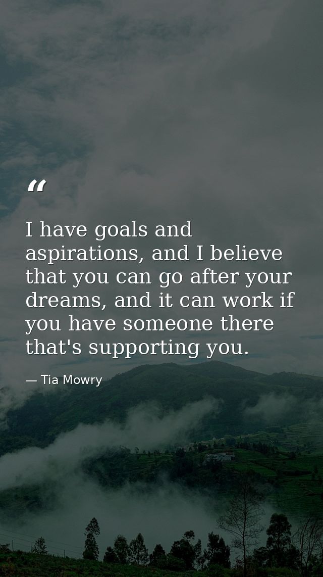 I have goals and aspirations, and I believe that you can go after your dreams, and it can work if you have someone there — Tia Mowry