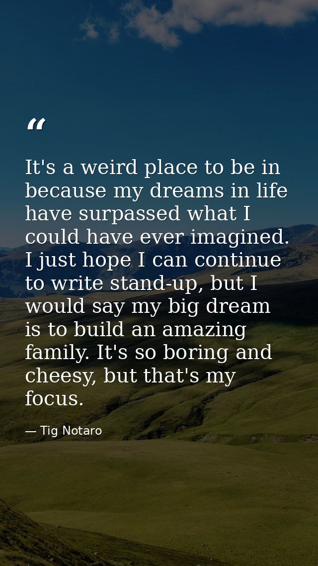 It's a weird place to be in because my dreams in life have surpassed what I could have ever imagined. I just hope I can  — Tig Notaro