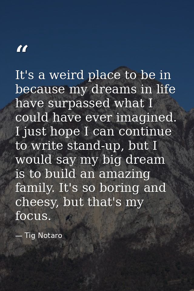 It's a weird place to be in because my dreams in life have surpassed what I could have ever imagined. I just hope I can  — Tig Notaro