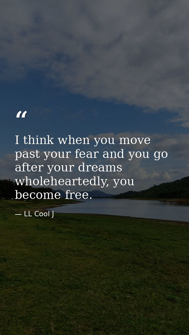 I think when you move past your fear and you go after your dreams wholeheartedly, you become free. — LL Cool J