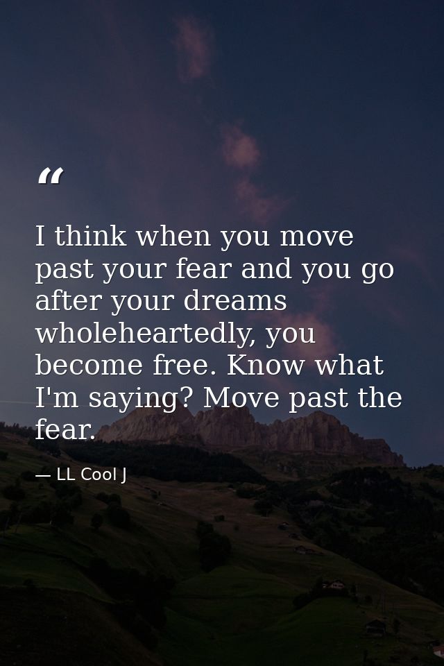 I think when you move past your fear and you go after your dreams wholeheartedly, you become free. Know what I'm saying? — LL Cool J