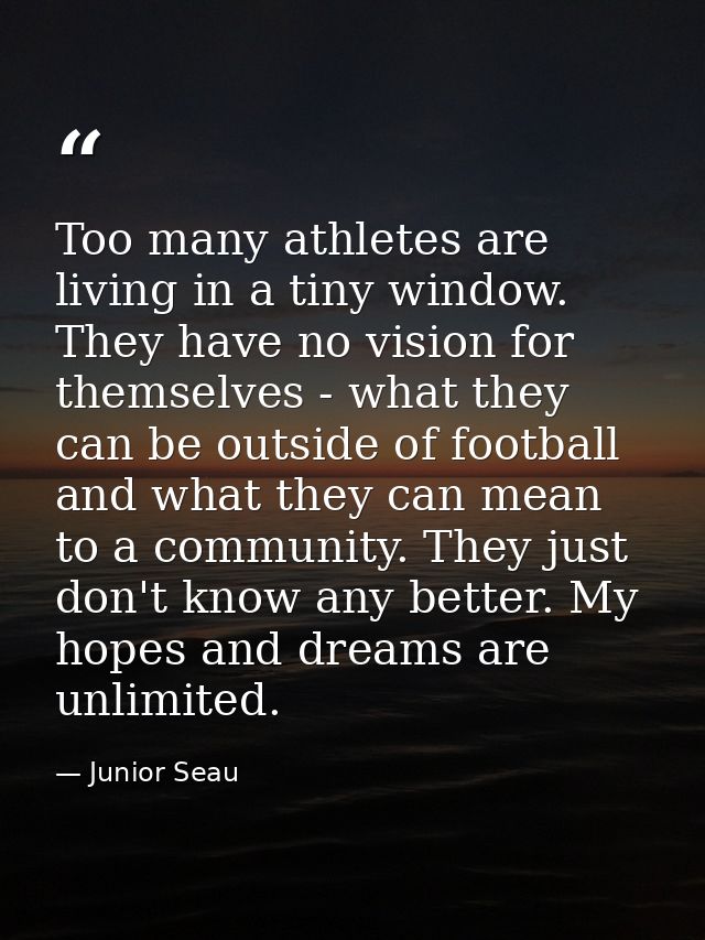 Too many athletes are living in a tiny window. They have no vision for themselves - what they can be outside of football — Junior Seau