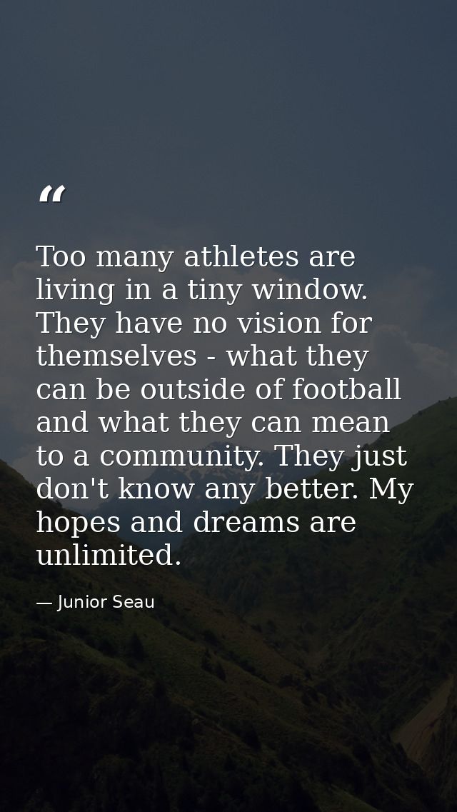 Too many athletes are living in a tiny window. They have no vision for themselves - what they can be outside of football — Junior Seau
