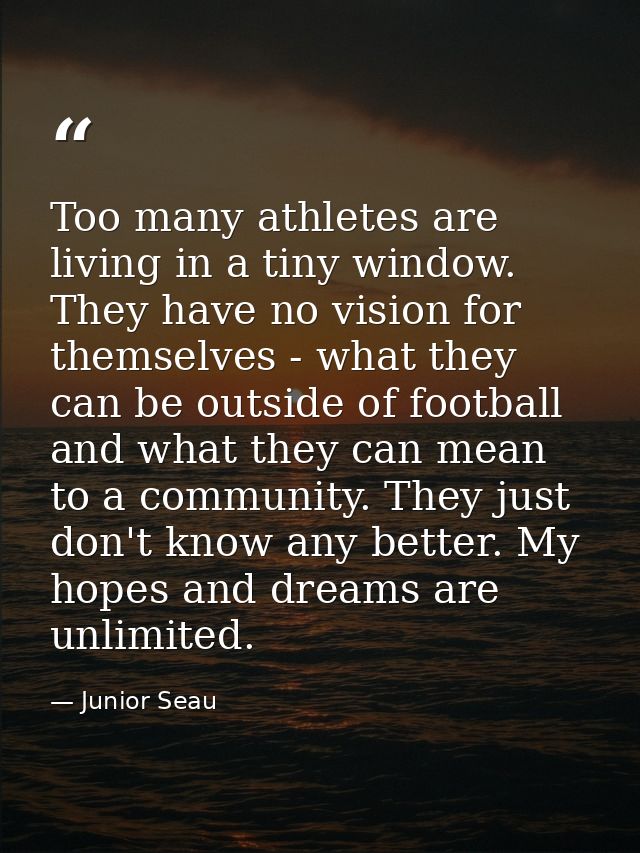 Too many athletes are living in a tiny window. They have no vision for themselves - what they can be outside of football — Junior Seau